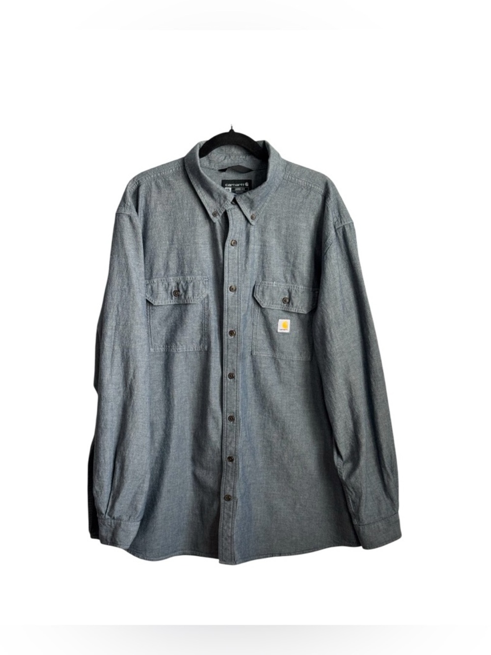 Carhartt Loose Fit 💯 Cotton Men’s Denim-Style Grey Button-Down Shirt Size 2XLT